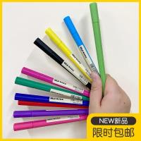 黑色 无印良品MUJI水性六角粗细双头水彩笔荧光笔马克笔重点标记笔十色