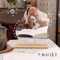 不规则镜子A 不规则镜子ins风桌面台式异形化妆镜女 学生宿舍木质可立小镜子