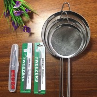VETUS直镊+弯镊+小号漏网 燕窝挑毛镊子工具三件套神器桃胶夹子漏勺过滤网清洗套装组合专用