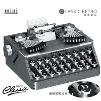 复古打字机-21*16*10cm1136 颗粒型号00940 兼容乐高打字机ideas复古男女孩拼装模型积木玩具灯光展示