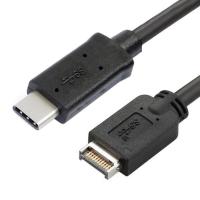 浅灰色 0.5m 台式机主板线USB type-c母公转TYPE E 20P公头转接移动硬盘连接线