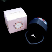 小款蓝爱心 戒指/小耳钉通用 不配送礼袋 520永生玫瑰花项链钻对戒指高端档珠宝首饰品礼物求婚礼仪式交换