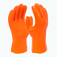 齐鲁出彩708桔色止滑款2双 均码 齐鲁出彩#708杀鱼橡胶止滑劳保手套加厚全胶颗粒防水防滑耐磨耐用