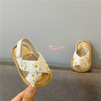 009交叉小花白色 内长11cm 外长12厘米标2 夏季男女宝宝0-1岁婴儿软胶底凉鞋防滑婴儿鞋简约防踢透气学步鞋