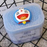 蓝色机器猫 可爱卡通棉签双头圆尖头少女心200支盒装化妆卸妆掏耳朵家用清洁