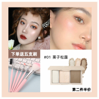 01#栗子松露 送五支刷 novo三色高光修容盘闪粉脸部细闪提亮哑光阴影鼻影侧影三合一体盘