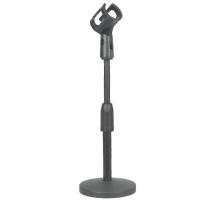 黑色DS-107配O型夹子 有线无线麦克风金属圆盘桌面话筒架台式会议升降话筒支架