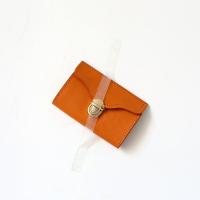 日落黄 荣轻复古手工信包头层牛皮插扣名片包随身便携迷你零钱包证件