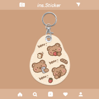 水滴卡套+钥匙扣(多只熊) 水滴形门禁卡套迷你可感应IC卡保护套小区电梯卡圆形可爱卡通女生