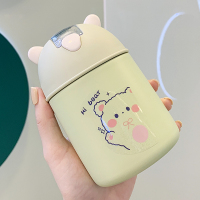 绿色350ml+透明贴纸 保温杯女生可爱带吸管包包水杯学生儿童小巧便携杯子高颜值咖啡杯