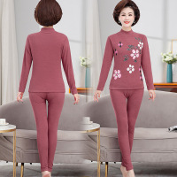 豆沙色 XL(建议105斤以内,收藏加购拍下优先发货) 中老年女装冬装秋衣秋裤套装加大妈妈装保暖内衣打底衫老人棉毛衫