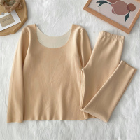 肤色套装 XL (100-120) 保暖内衣女士德绒秋衣裤秋裤套装学生毛衫春秋季薄款百搭圆领外穿