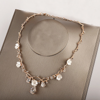 kc金玫瑰花项链 儿童项链耳环套装公主女童生日王冠配饰皇冠演出女孩礼物发饰颈链