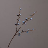 蓝色 北欧仿真花单枝海棠果客厅餐桌室内茶几花艺插花摆件摄影道具假花