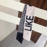 格子字母丝巾 复古千鸟格字母花朵丝巾女春秋冬季法式细长条窄绑发带小香风飘带