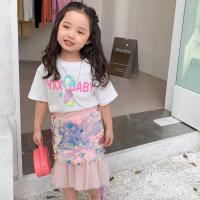 白色t恤+粉色鱼尾裙套装 90码建议身高约90cm 女童半身裙2022夏季蛋糕裙儿童夏装网纱裙宝宝夏款亮片裙子小童装
