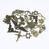 古青哈利系列25个/包 diy复古蒸汽朋克饰品配件哈利圣诞雪花羽毛钥匙星月吊坠装饰材料