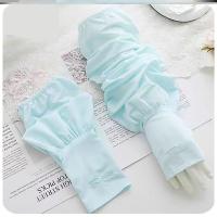 J63-1双rabbit冰丝袖套[蓝色] 均码 防晒冰袖女夏季防紫外线冰丝宽松袖套电动车薄款男护臂手套袖子