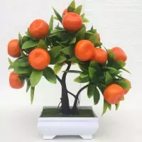 小橘子树 超大号仿真桃子盆栽水果树盆栽假桃子苹果橘子树塑料假花绿植大桃
