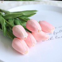 真爱粉(6支) 仿生花束郁金香粉色假花仿真花ins风拍照家庭装饰摆件花干花摆设