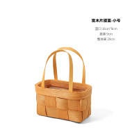 宽木片提篮-小号 中等 贝影 木条编织系列花篮田园风原木手提篮鲜花绿植多肉篮