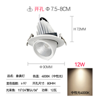 12W/4000K/ 80mm开孔 服装店专用三色变光象鼻灯高显色LED5000K嵌入式商业女装店铺射灯