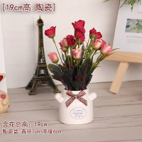 白瓶[红色小玫瑰] 圣诞节礼物室内办公桌餐桌绿植仿真盆栽植物假花仿真花套装摆件