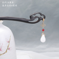 A款桃木发簪 黑檀木发簪女古风流苏簪子盘发木簪简约现代桃木发钗头饰汉服发饰