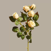 [米白]多头焦边小玫瑰 42cm 高端浪漫焦边玫瑰花仿真花家居室内客厅装饰假花花艺摆件diy插花