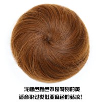 直发包-浅棕色 仿真发丸子头假发包假发女蓬松自然小号花苞头发饰懒人盘发器发髻