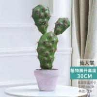 30CM双耳仙人掌[灰盆] 大型仿真仙人掌摆件北欧植物家居室内假绿植盆栽仙人柱ins风装饰