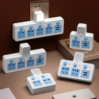 无线插座转换器插头一转二三多功能插板usb接线板不带线多孔排插