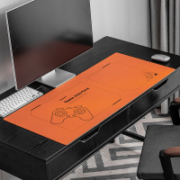 F-游戏世界-艾玛橙 各尺寸定制[需咨询客服改价] 皮革家用电脑桌垫游戏桌垫书桌垫办公桌防水防油写字台垫子桌布
