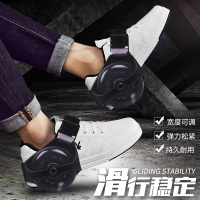 成人儿童通用款(黑色) 成人风火轮轮滑鞋代步工具暴走鞋儿童星空轮带辅助轮后跟式滑轮鞋