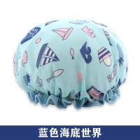 海底世界一个(不送赠品) 浴帽女防水洗澡双层加厚帽淋浴女款可爱儿女童沐浴头套厨房套帽子