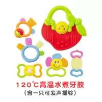 高温水煮牙胶摇铃 汇乐咬咬乐919牙胶手摇铃婴儿玩具3-6-12个月高温水煮宝宝磨牙