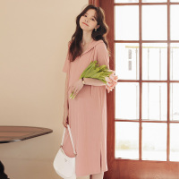 粉色 M 米度丽孕妇装夏装连衣裙夏季薄款长裙孕妇裙子夏款上衣大码t恤裙