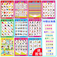 精选10张认知类 宝宝认知挂图儿童早教无声挂图0-3岁婴幼儿启蒙识字卡拼音墙贴画