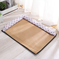 [粉色灰猫]双边凉席窝 夏季款 S码[适合5斤内宠物] 狗窝夏天凉窝凉席垫狗床猫咪中小型犬睡垫可拆洗冰垫地垫宠物垫子