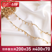 粗1mm挂7x2.6mm树叶链条 50厘米 14K包金保色手工链挂水滴树叶片散链diy手作脚链手链耳吊流苏链条