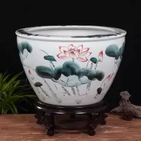 墨彩清香小号42cm 陶瓷 底部无孔(不带底座) 睡莲花盆青花瓷碗莲荷花花盆水缸种铁树发财树鱼缸庭院特大陶瓷缸