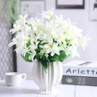 深蓝色 榴4+多头百合白 玫瑰花仿真花向日葵假花装饰花束摆件餐桌花摆花塑料花绢花防真花