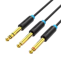 6.5转双6.5音频线1米 6.5转6.5音频线一分二转接头大三芯电子琴吉他音响音箱调音台功放