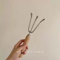 三齿耙 木柄不锈钢小铲子刻度三尺耙铁锹铁铲栽种花挖土小号园艺工具