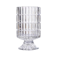 A款条纹 欧式轻奢浮雕透明高脚水晶玻璃花瓶居家桌面干鲜插花水养培花器