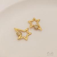 E款 13x18五角星锆石螺丝扣 1个 保色微镶锆石小号爱心形五角星螺丝扣手工diy手链项链链条收尾扣