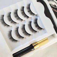 磁力假睫毛五对磁石眼线液套装磁铁眼睫毛免胶水3d磁性浓密款自然