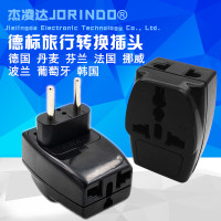 欧标/德标两细圆脚电源转换插头 欧标德规转换器4.0MM转换插头