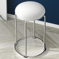 白色 四腿皮面银腿 轻奢实木高脚凳家用客厅可叠放大人加厚餐椅高端多功能省空间方凳