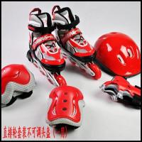 红直排不可调盔护具轮滑包套装 无闪光轮S(28 29)30-33 HK溜冰鞋儿童休闲鞋旱冰直双排互换可调男女小童三用两用